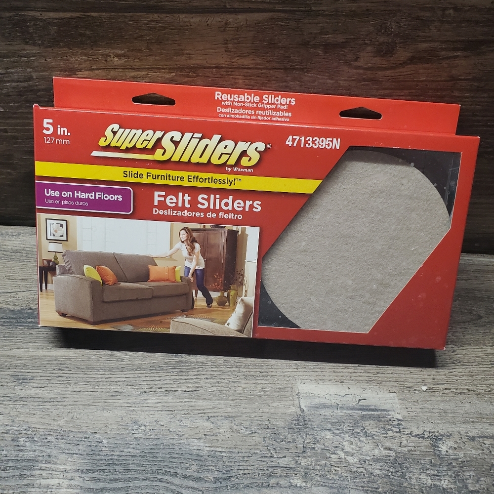 Super Sliders 5in 4 pack pieces hard‎ floor felt slide move heavy no scratch